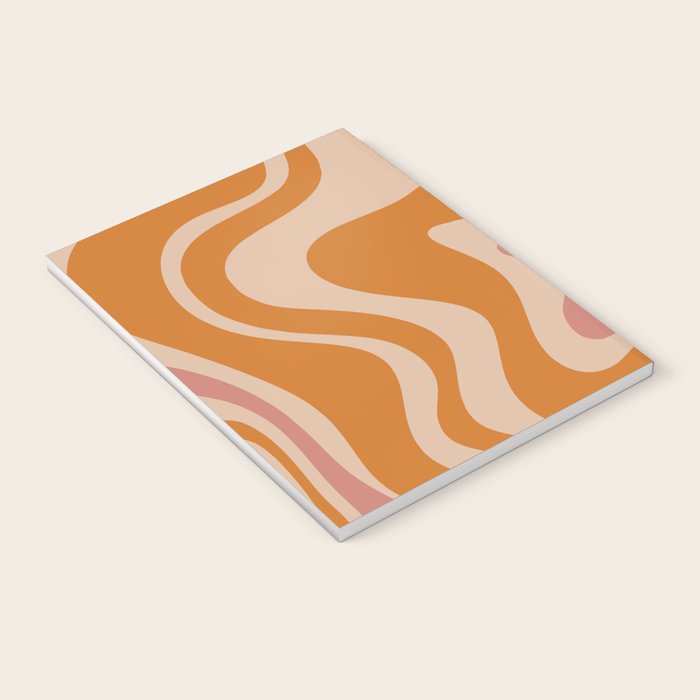 Liquid Swirl Abstract in Late Summer Orange and Pink Notebook Gallery Image 3