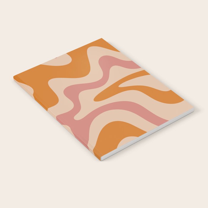 Liquid Swirl Abstract in Late Summer Orange and Pink Notebook Gallery Image 1