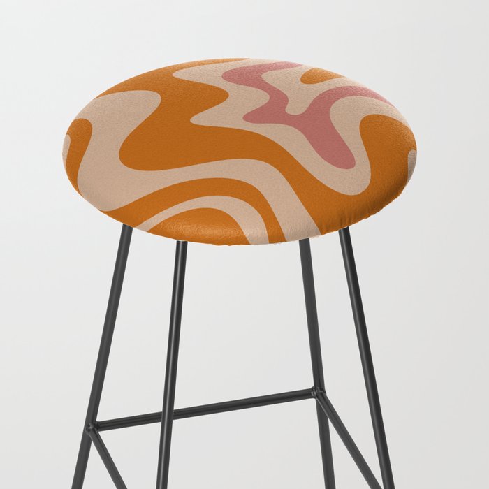 Liquid Swirl Abstract in Late Summer Orange and Pink Stool Gallery Image 2
