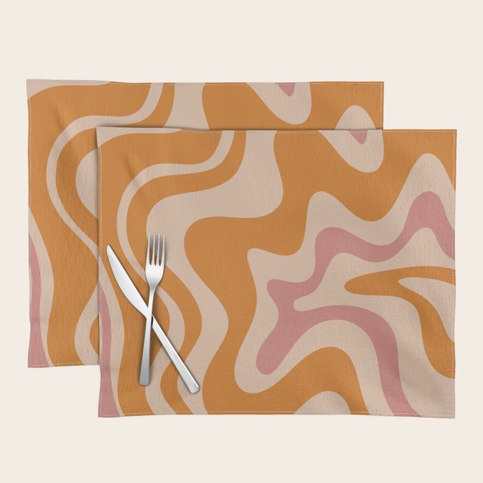 Liquid Swirl Abstract in Late Summer Orange and Pink Placemat Gallery Image 1