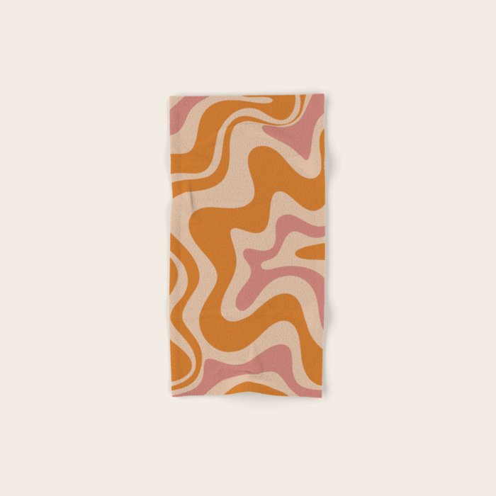 Liquid Swirl Abstract in Late Summer Orange and Pink Bath Towel Gallery Image 1