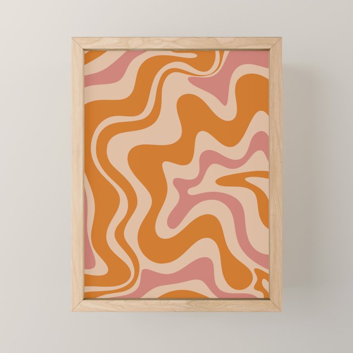 Liquid Swirl Abstract in Late Summer Orange and Pink Mini Art Print Gallery Image 1