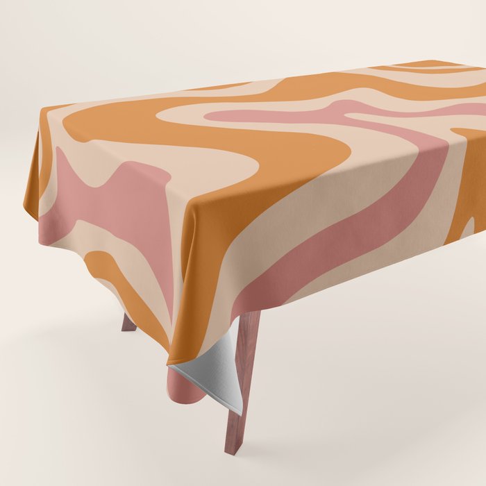 Liquid Swirl Abstract in Late Summer Orange and Pink Tablecloth Gallery Image 1