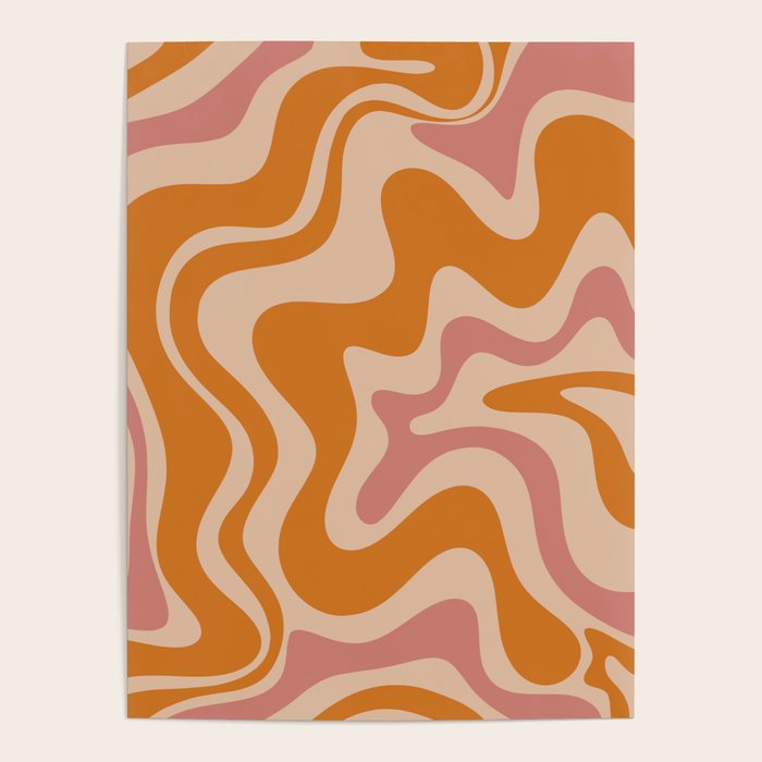 Liquid Swirl Abstract in Late Summer Orange and Pink Poster Gallery Image 1