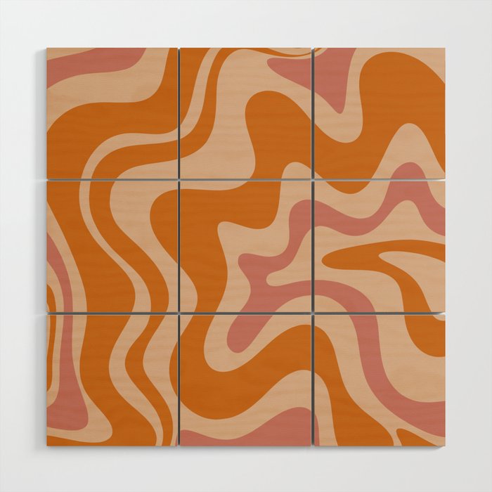 Liquid Swirl Abstract in Late Summer Orange and Pink Wood Wall Art Gallery Image 1