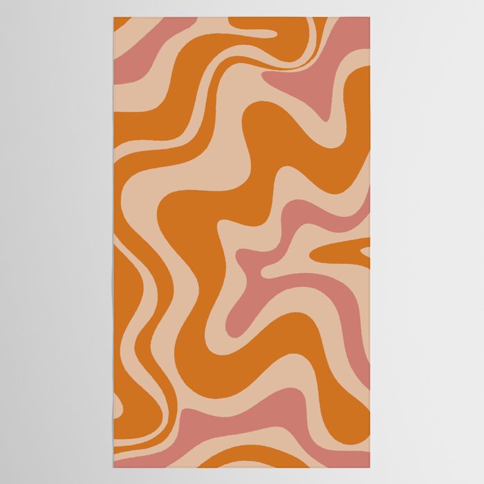 Liquid Swirl Abstract in Late Summer Orange and Pink Tablecloth Gallery Image 2
