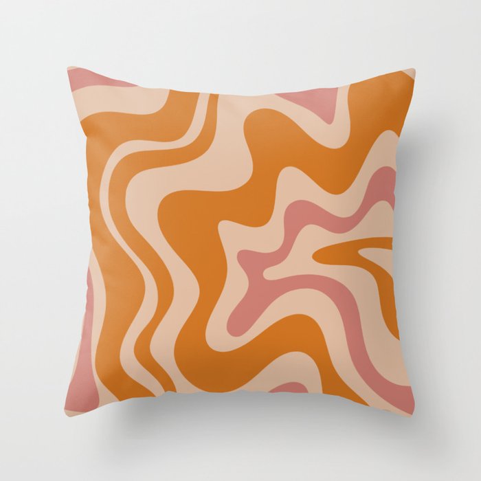 Liquid Swirl Abstract in Late Summer Orange and Pink Throw Pillow Gallery Image 6