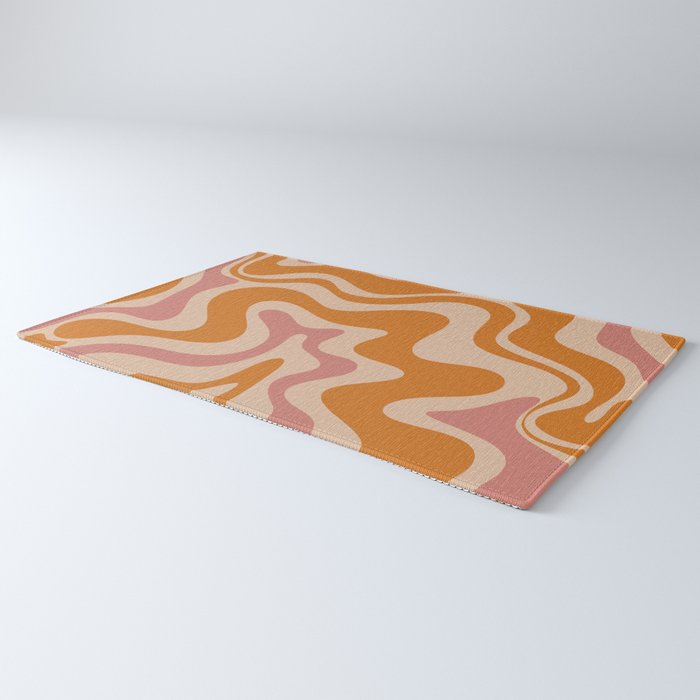 Liquid Swirl Abstract in Late Summer Orange and Pink Rug Gallery Image 3