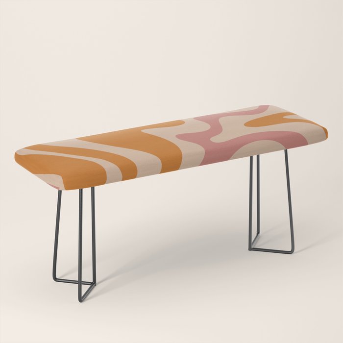 Liquid Swirl Abstract in Late Summer Orange and Pink Bench Gallery Image 1