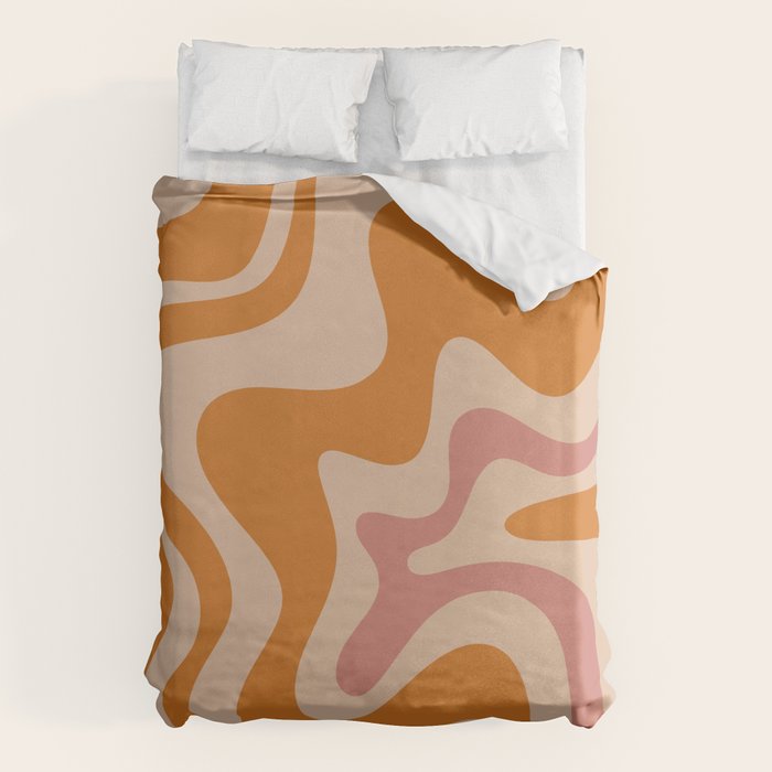 Liquid Swirl Abstract in Late Summer Orange and Pink Duvet Cover Gallery Image 6