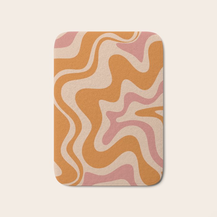 Liquid Swirl Abstract in Late Summer Orange and Pink Bath Mat Gallery Image 1