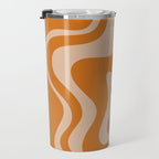 Liquid Swirl Abstract in Late Summer Orange and Pink Travel Mug Gallery Image 3