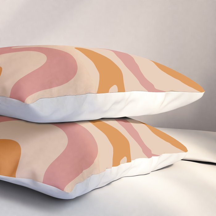 Liquid Swirl Abstract in Late Summer Orange and Pink Pillow Sham Gallery Image 3