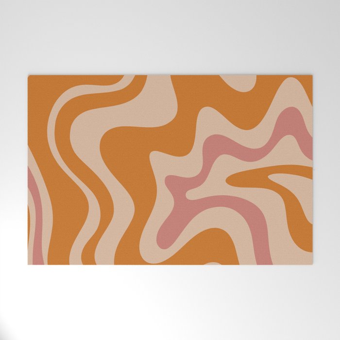 Liquid Swirl Abstract in Late Summer Orange and Pink Welcome Mat Gallery Image 1