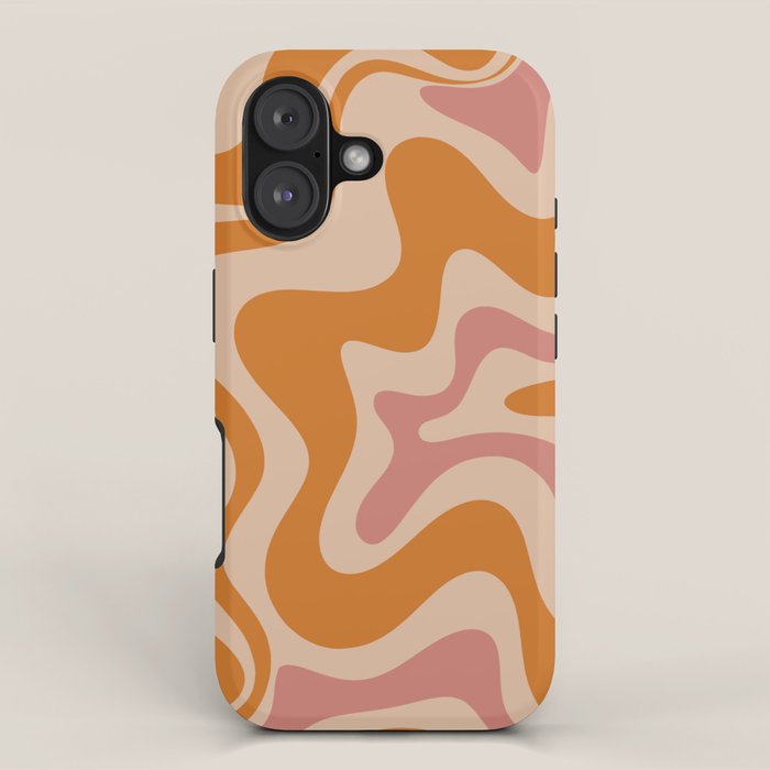 Liquid Swirl Abstract in Late Summer Orange and Pink iPhone Case Gallery Image 1