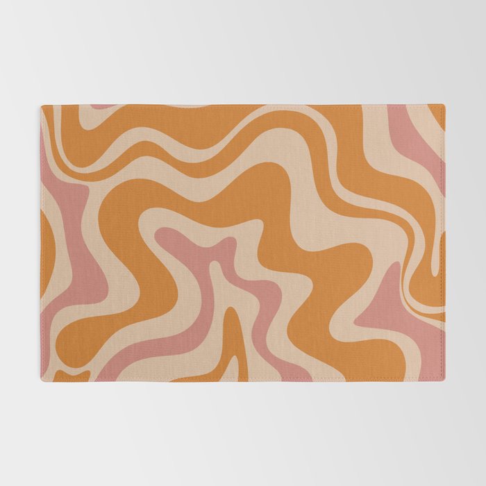 Liquid Swirl Abstract in Late Summer Orange and Pink Rug Gallery Image 2