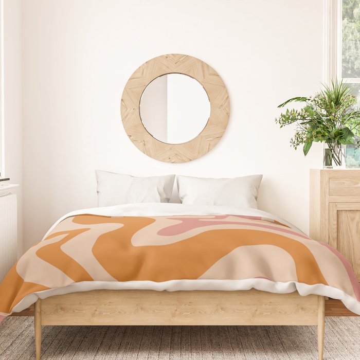 Liquid Swirl Abstract in Late Summer Orange and Pink Duvet Cover Gallery Image 3