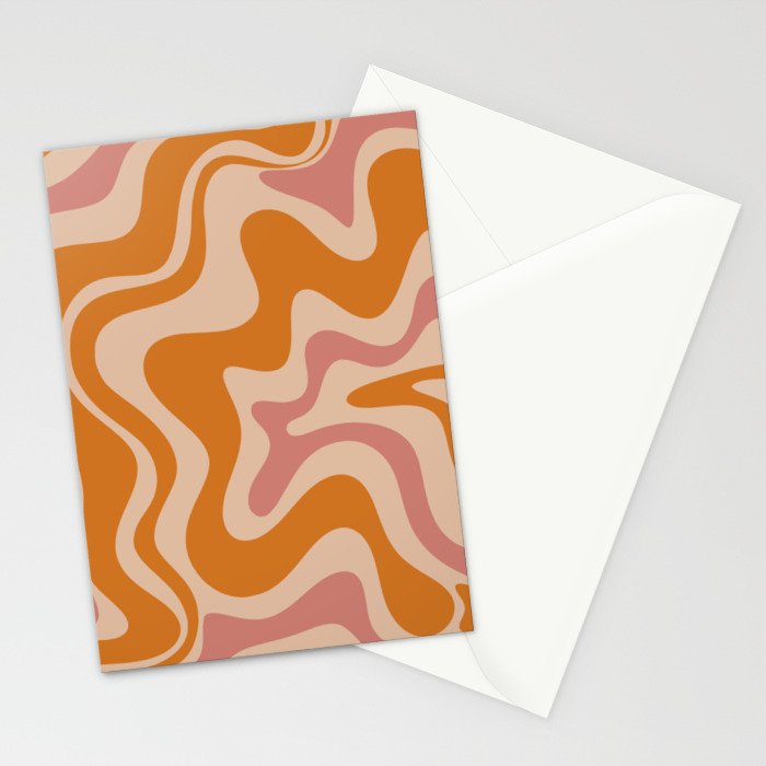 Liquid Swirl Abstract in Late Summer Orange and Pink Stationery Card Gallery Image 2