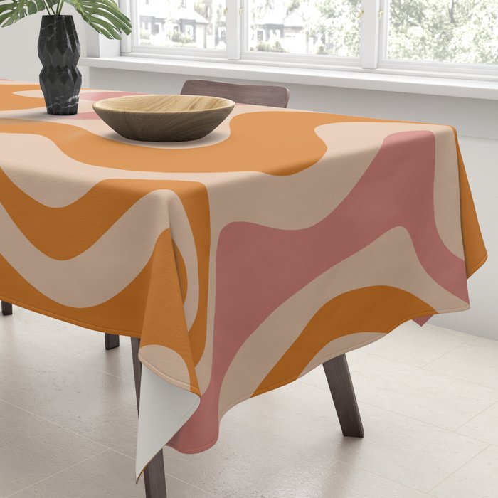 Liquid Swirl Abstract in Late Summer Orange and Pink Tablecloth Gallery Image 3