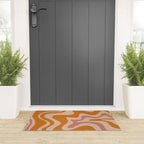Liquid Swirl Abstract in Late Summer Orange and Pink Welcome Mat Gallery Image 3