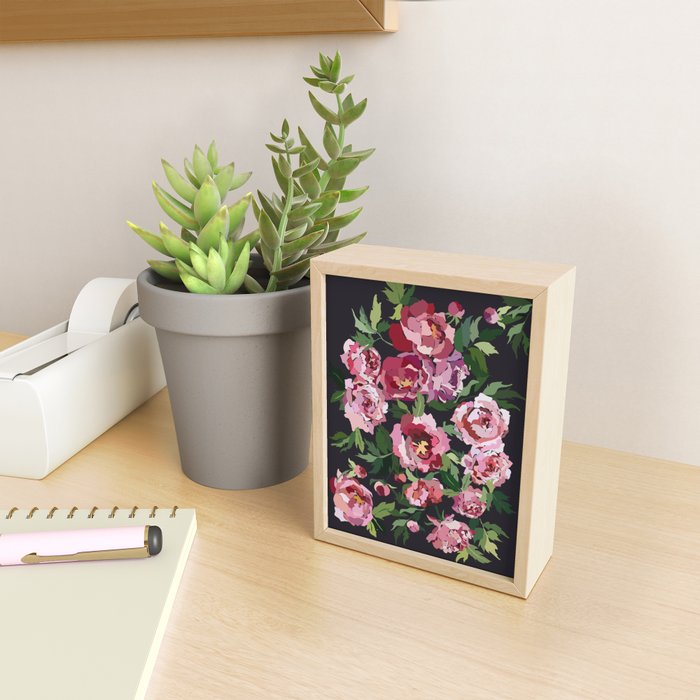 Peony dark coal background Mini Art Print Gallery Image 2