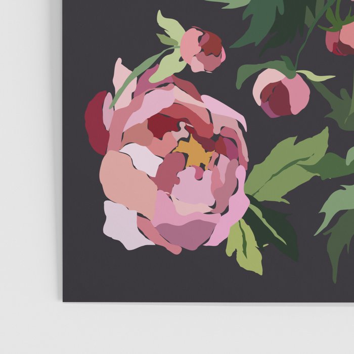 Peony dark coal background Poster Gallery Image 3