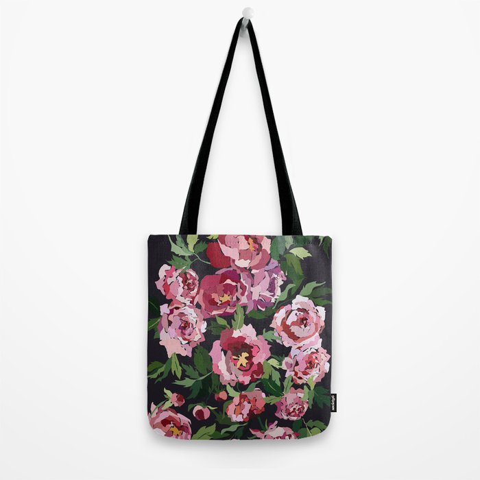 Peony dark coal background Tote Bag Gallery Image 2