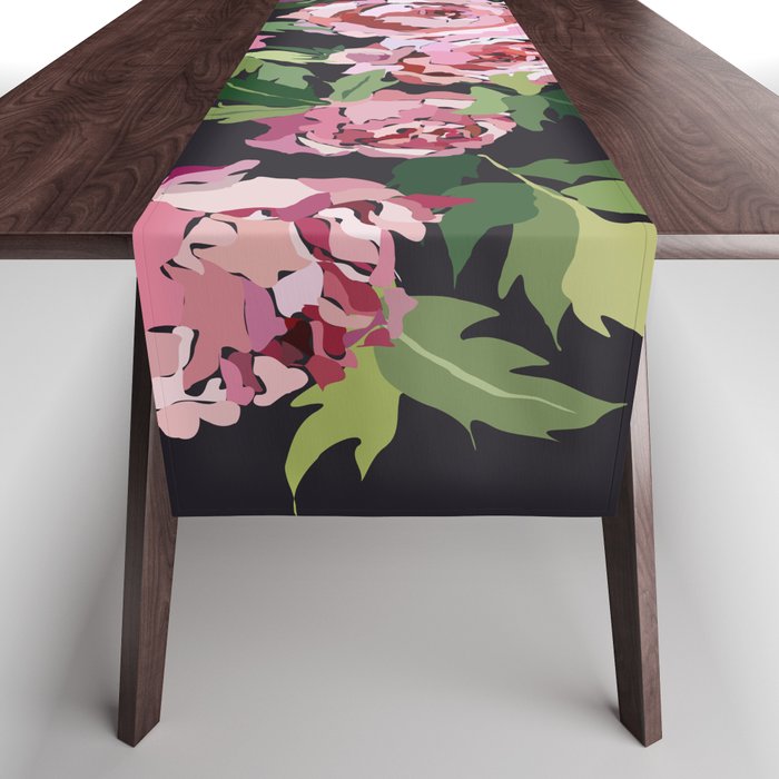 Peony dark coal background Table Runner Gallery Image 1