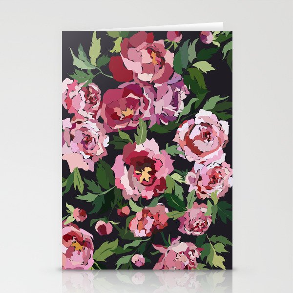 Peony dark coal background Stationery Card Gallery Image 1