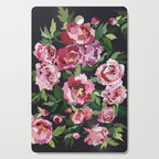 Peony dark coal background Cutting Board Gallery Image 1