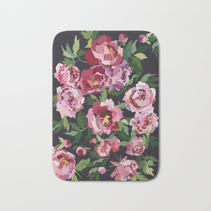 Peony dark coal background Bath Mat Gallery Image 1