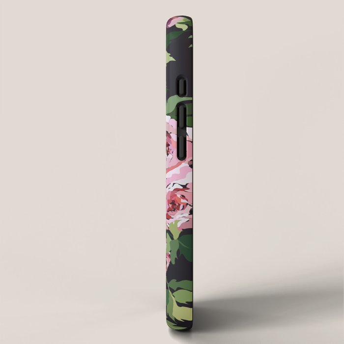 Peony dark coal background iPhone Case Gallery Image 2