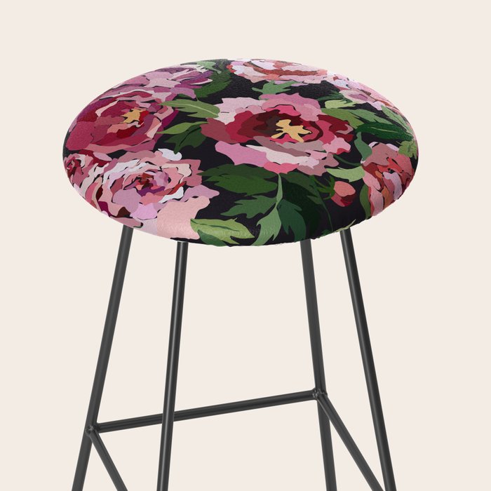 Peony dark coal background Stool Gallery Image 2