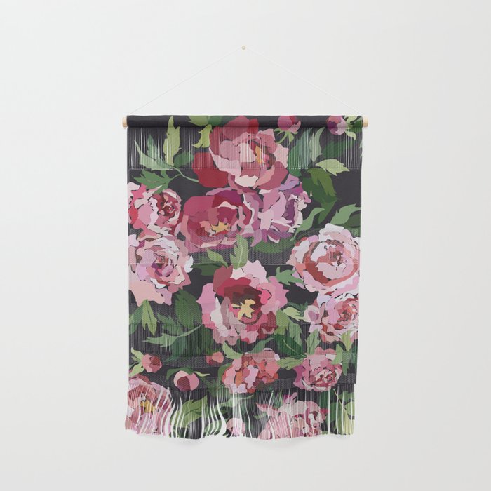 Peony dark coal background Wall Hanging Gallery Image 1