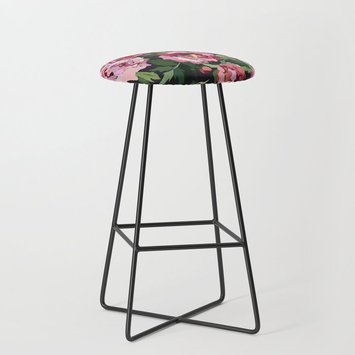 Peony dark coal background Stool Gallery Image 1