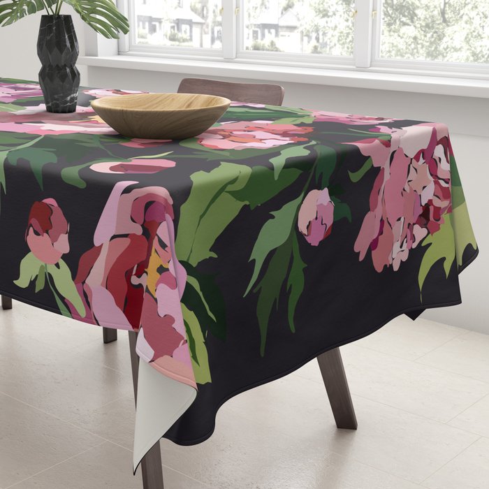 Peony dark coal background Tablecloth Gallery Image 3