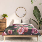 Peony dark coal background Comforter Gallery Image 3