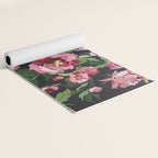 Peony dark coal background Yoga Mat Gallery Image 2