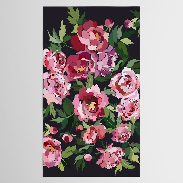 Peony dark coal background Tablecloth Gallery Image 2