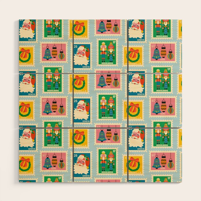 Christmas Stamps Wood Wall Art Gallery Image 1