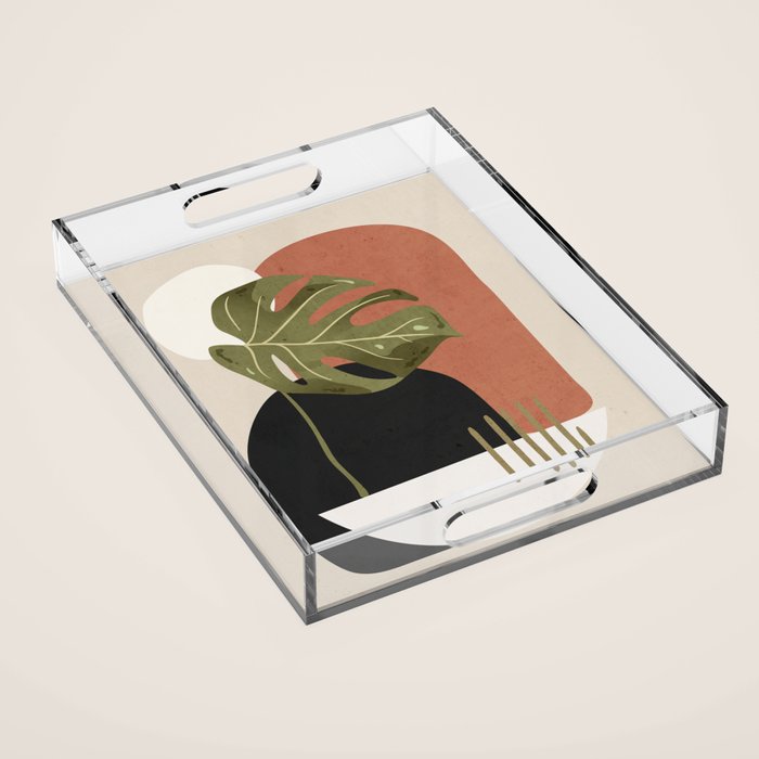 Tropical Leaf- Abstract Art 7 Acrylic Tray Gallery Image 1