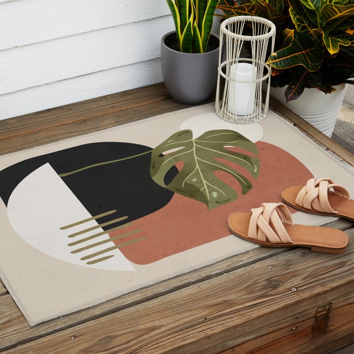 Tropical Leaf- Abstract Art 7 Outdoor Rug Gallery Image 2