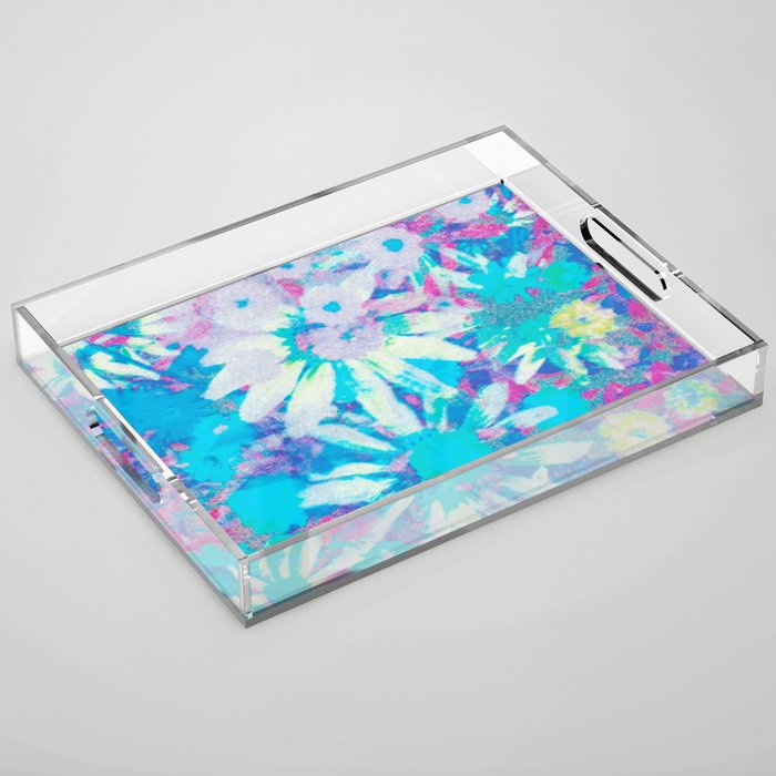 far out! floral tie dye Acrylic Tray Gallery Image 1