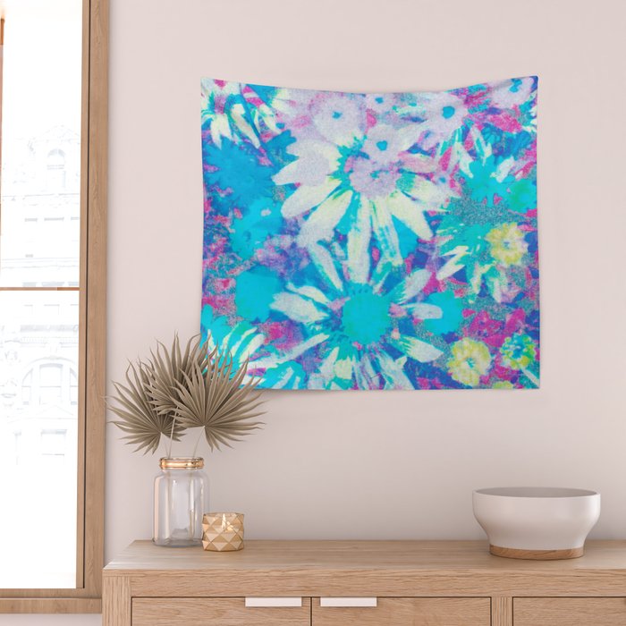 far out! floral tie dye Wall Tapestry Gallery Image 2