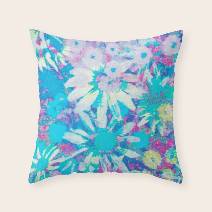 far out! floral tie dye Throw Pillow Gallery Image 1