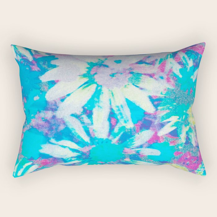 far out! floral tie dye Rectangular Pillow Gallery Image 1