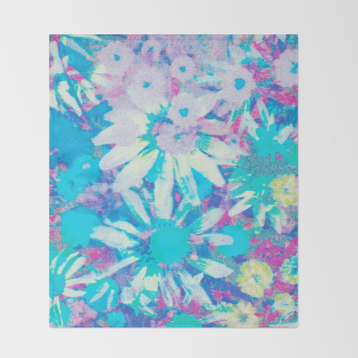 far out! floral tie dye Throw Blanket Gallery Image 2