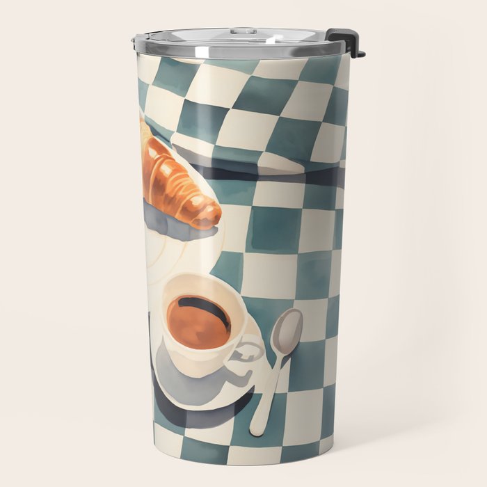 Morning Croissants and Coffee Bliss Travel Mug Gallery Image 2