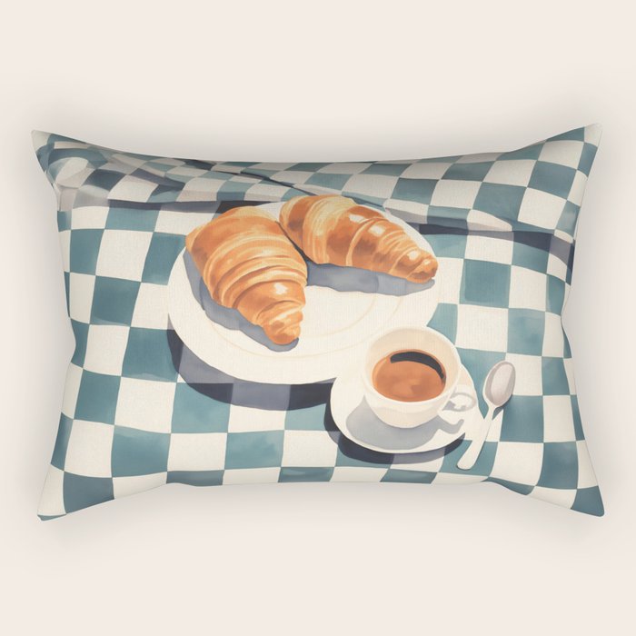 Morning Croissants and Coffee Bliss Rectangular Pillow Gallery Image 1