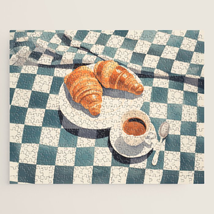 Morning Croissants and Coffee Bliss Jigsaw Puzzle Gallery Image 1